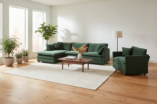 2-Piece Upholstered Chenille Sofa Set – Green Chenille Loveseat and Accent Chair Set, Modern 2-Seater Couch and Matching Armchair for Living Room, Heavy Duty 1+2 Seating Furniture Set