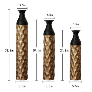 Floor Metal Vases Decorated White Metal vases Set of 3 gorgeous home decoration large glazed metal vases 24.8in/29in/33.8in height