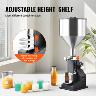 Manual Paste & Liquid Filling Machine 5–100ml | Stainless Steel Adjustable Bottle Filler with Hopper | For Cosmetics, Food & Personal Care