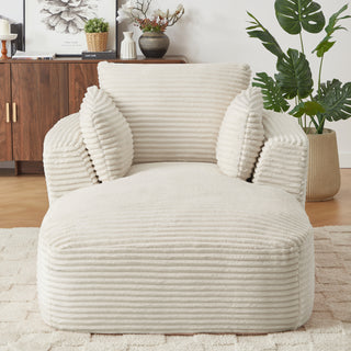Oversized Corduroy Chaise Lounge Chair Indoor, Corduroy Upholstered Modern Sofa Couch,No Assembly Required,Comfy Sleeper Sofa for Living Room/Dorm/Apartment