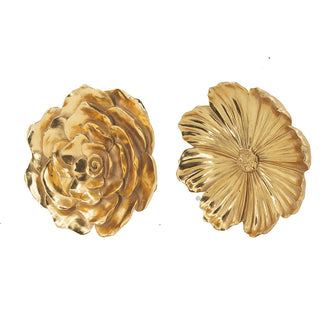 S/2 Gold Rose Hanging Wall Accents