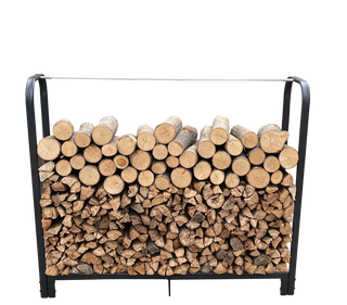 Artibear Firewood Rack Stand 4ft Heavy Duty Logs Holder for Outdoor Indoor Fireplace Metal Wood Pile Storage Stacker Organizer, Matte Black