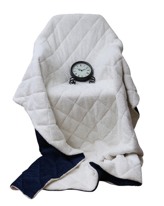 Modern Reversible Throw Blanket, Navy Blue and White