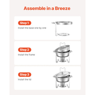 5 Qt 4-pack round chafing dish buffet set silver, view 5