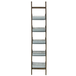 
Farmhouse Foldable Reed Galvanized and Wood Ladder Planter 14.2' x 7.5' x 70.9'
