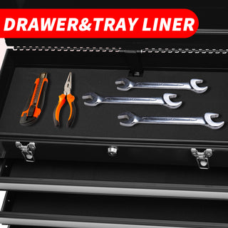 4-Drawer Portable Metal Tool Box | Steel Tool Chest with Lock & Latch Closure | Black