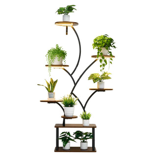 Plant Stand Indoor with Grow Lights, 62 in Tall 8-Tier Lighted Plant Shelf, Metal Corner Plants Holder, 3 Timer & 10 Brightness, Tree-Shaped Flower Display Rack for Living Room Balcony Decor