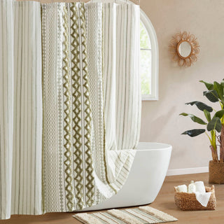 1- Piece 72x72' Cotton Printed Shower Curtain with Chenille