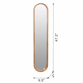 9.5x2x47.2' Decorative Rubber Frame Mirror with Elongated Oval Frame, Brown