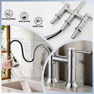 Stainless Steel Kitchen Faucet with Pull Down Sprayer in Brushed Nickel for Bar, Laundry, RV Utility Sink