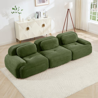 3-seat sofa premiumCorduroy Fabric fabric modular multi-combination anti-slip design no assembly curved armrests ergonomic support high-resilience sponge for living rooms bedrooms,Olive green