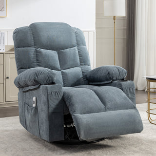 Oversized Massage Rocker Recliner Chair (Blue) | Manual Massage, Heat, USB &amp; 2 Cup Holders