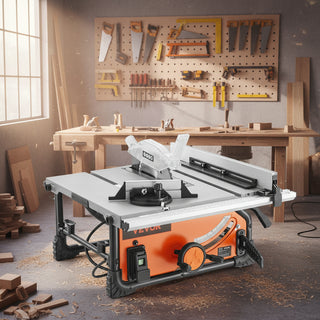 10-Inch Portable Table Saw | 4500 RPM Electric Cutting Machine with 25-Inch Rip Capacity | Heavy-Duty Woodworking Saw for Job Site and Workshop
