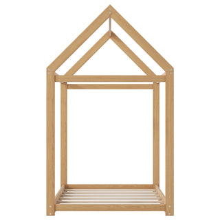 Twin Size Wooden House Bed in Wood Color with Pine and MDF Construction, 78.3''L x 42.5''W x 70.3''H