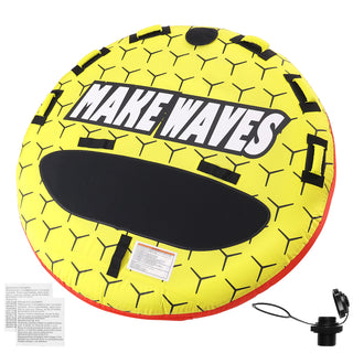 Towable Tube for Boating, 1-3 Riders Inflatable Boat Tubes and Towables, 510 lbs, 63' Round Water Sport Towable Tubes for Boats to Pull, Full Nylon Cover, EVA Grab Handles and Speed Safety Valve