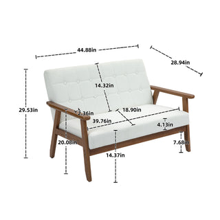 COOLMORE Mid-Century Modern Solid Loveseat Sofa Upholstered Linen Loveseat, 2-Seat Upholstered Loveseat Sofa Modern Couch