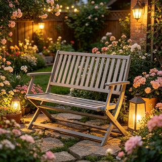 Wooden Garden Bench,Foldable Park Bench,Smart Design Outdoor Bench
