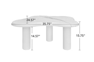 Cloud Coffee Table Classic Modern Marbling Tea Table, Irregular Indoor End Table For Living Room Apartment Free Shape with 3 Legs