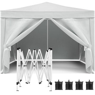 10'x10' Folding Canopy with 4 Sidewalls - Portable EZ Pop Up Gazebo Event Tent UPF 50+ Gazebo Portable Tents for Parties Beach Camping Wedding EZ Pop Up Canopy Weight Bag + Carry Bag