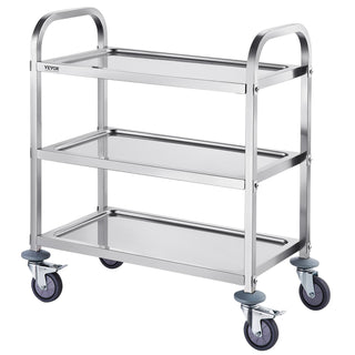 VEVOR 3-Tier Stainless Steel Utility Cart | 400 lbs Capacity Medical, Lab & Kitchen Cart