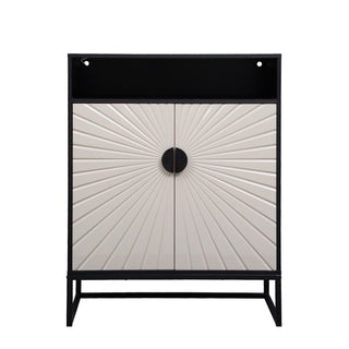 5-Tier Shoe Storage Cabinet, Wooden Shoe Cabinet with Doors Modern Shoe Organizer with Open Shelves for Entryway, Hallway, Living Room