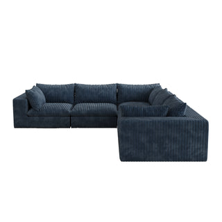 118.2" Cloud Sofa - Corduroy Deep Seat Couch, No Assembly, Blue