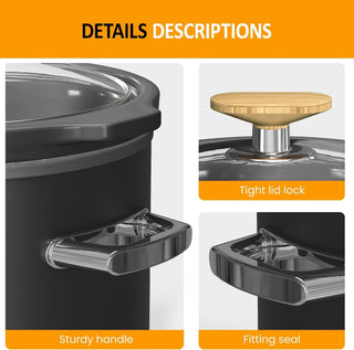 2 Quart Small Slow Cooker with Ceramic Pot, Grey