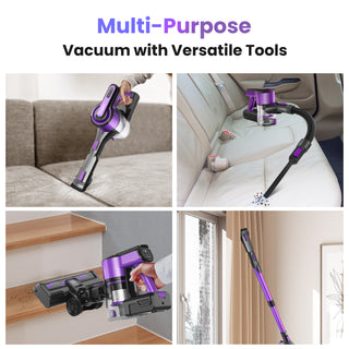 POWEART V870 Purple Cordless Vacuum, 30KPa Suction, 350W Motor, 8-in-1 Cleaner