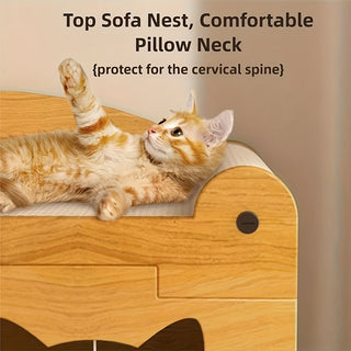 Extra-Large Cat Villa & Vertical Scratching Post | Two-Storey Cat Tower for Multi-Cat Households