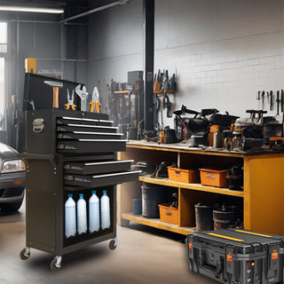 8-Drawer Large Capacity Rolling Toolbox | Detachable Tool Cabinet with Wheels & Lock