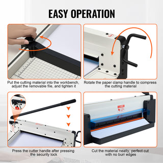 Heavy Duty Paper Cutter, 17' Industrial Commercial Guillotine Paper Cutter for A3 Paper, 400 Sheet Capacity, Solid Steel Construction, Stack Paper Trimmer for Office Home School Shop, White