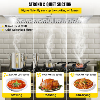  30 Inch Insert Range Hood | 800 CFM Stainless Steel Built-in Kitchen Vent | Ducted/Ductless Convertible