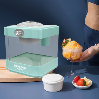 Snow Cone Maker, Tabletop Shaved Ice Machine for Slushies & Frozen Drinks, 2 Reusable Cups, Ice Scoop