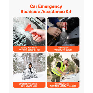 32-Piece Car Emergency Kit with First Aid | Roadside Vehicle Safety Set