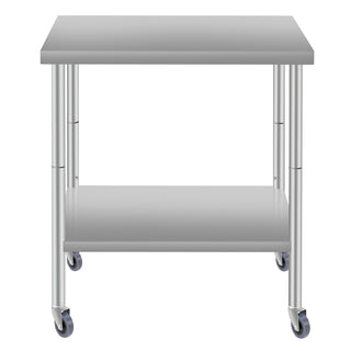 Stainless Steel Work Table 30" x 24" with Wheels | Commercial Kitchen Prep Table with Undershelf