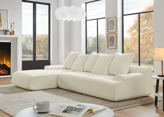 Modern L-Shape Sectional Sofa Couch – 110.25"x67", Modular Melange Velvet Sofa in Beige, Free Combination Design