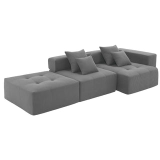 [VIDEO+New]105.5''L Shaped Modular Sectional Sofa,Minimalist Corduroy Floor Couch Set,Convertible Foam-Filled Cloud Compressed Couch for Living Room,3 PC Free Combination,No Assembly Required,3 Colors