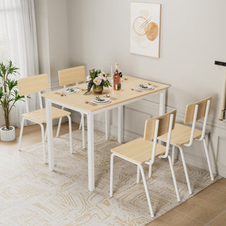 5-Piece Dining Table Set with 4 Chairs, 43" Kitchen Table and Chairs Set for 4, Metal Frame and MDF Board Dining Room Table, Perfect for Small Space, Easy to Clean