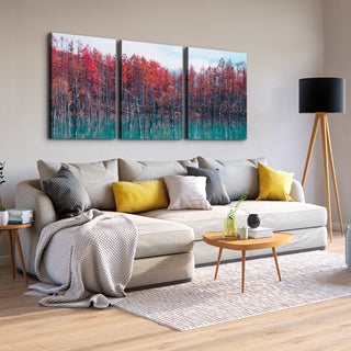 3 Panels Framed Maple Forest Canvas Wall Art, 3-Piece Modern Canvas Painting for Office, Dining Room, Living Room, Bedroom Decor - Ready to Hang, 24x36in, 1.5inch Thickness