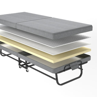 Grey folding bed with memory foam mattress, view 7