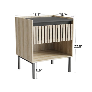 Bedside Cabinet Set of 2 – Modern Minimalist Design with Iron Feet, Vertical Stripe Elements, Quick Assembly, Ideal for Modern Families