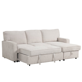 U_STYLE Upholstery Sleeper Sectional Sofa with Storage Space, USB port, 2 cup holders on Back Cushions(same sku; WY000335AAA)