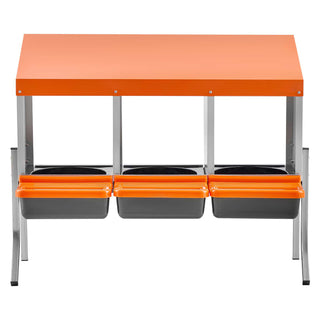 Chicken Nesting Boxes, 3 Compartments, with Support Legs, Easy Egg Collection, Galvanized Steel and High-Strength Plastic, Roll Away Nesting Boxes for Chickens and Hens Laying Eggs, Orange