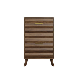 Walnut Wood Flip-Top Shoe Cabinet, Narrow Entryway