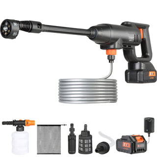 Cordless Pressure Washer, 580-PSI 1.1 GPM Portable Power Cleaner, Handheld High-Pressure Car Washer Gun with 4.0Ah Battery, Charger, 6-in-1 Nozzle, for Home/Floor Cleaning & Watering