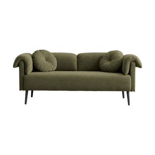68.5'Modern Lamb Wool Sofa With Decorative Throw Pillows for Small Spaces