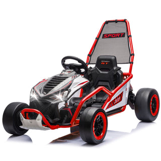 24V 400W Electric kids Ride on Toy,Crazy Go Cart,Drift Car W/Protective Roll Cage,EVA Front Tires,Rear Suspension,5-7.5 MPH,5-Point Safety Harness,Fast-Paced and Drift Mode,Music,Bluetooth for kids 6-12