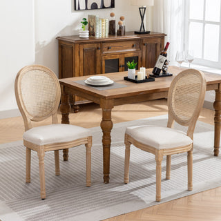 French Style Dining Chair Set of 2, Cream