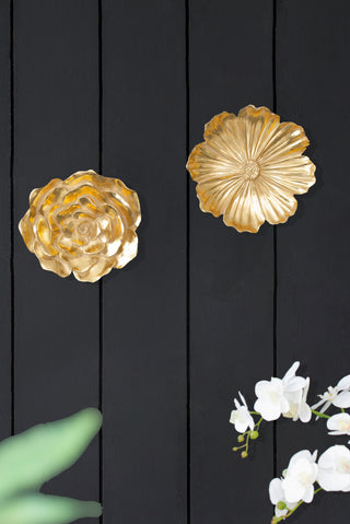 S/2 Gold Rose Hanging Wall Accents