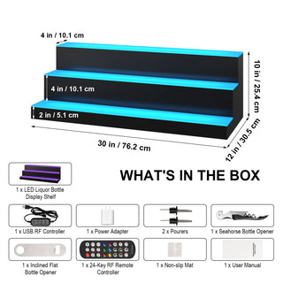 30 inch LED lighted liquor bottle display shelf, view 3